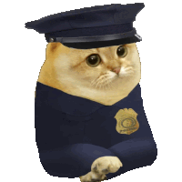 a cat with a police badge on its chest