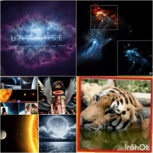 a collage of images with the word universe on the top left