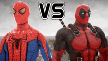 spider man and deadpool are standing next to each other