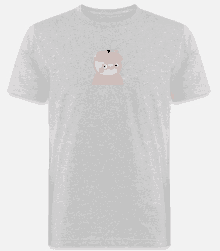 a grey t-shirt with a pink pig with a pumpkin on his head