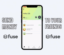 a phone with the words send money and to your friends on it