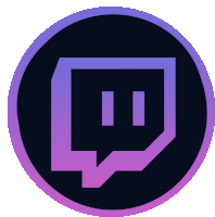 a purple and black twitch logo with a purple border