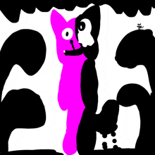 a drawing of a pink cat and a black cat with the number 25 in the background