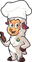 a cartoon of a sheep wearing a chef 's hat and giving a thumbs up