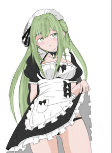 a drawing of a girl in a maid costume