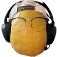 a lemon wearing glasses and headphones and a hat