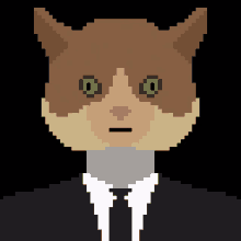 a pixel art of a cat wearing a suit