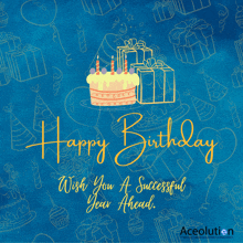 a blue background with the words happy birthday wish you a successful year ahead on it