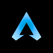 a blue triangle on a black background with the letter a in the middle