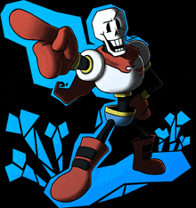 a cartoon drawing of papyrus pointing at the camera