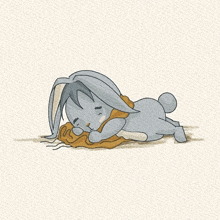 a drawing of a rabbit laying down with a blanket around its neck