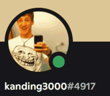 a man with a troll face on his shirt takes a selfie with kanding3000 # 4917