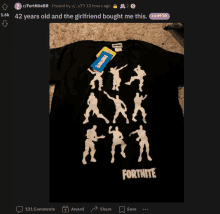 a screenshot of a fortnite t-shirt on a reddit page