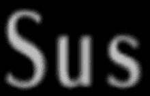 the word sus is blurred in white on a black background .