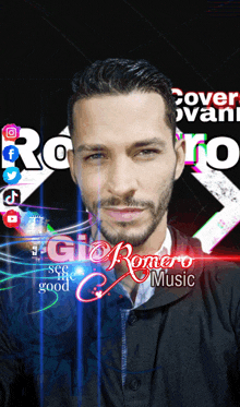 a man with a beard is featured on a cover for romero music