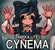 a poster for absolute cynema shows a girl with a bow in her hair