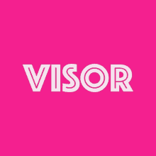 a pink background with the word visor in white