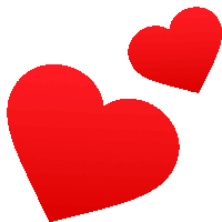 two red hearts on a white background one of which is smaller than the other