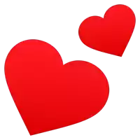 two red hearts on a white background one of which is smaller than the other