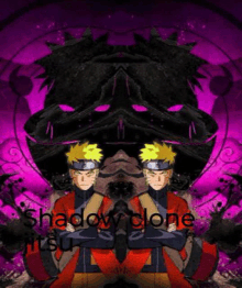 a shadow clone of naruto with a purple background