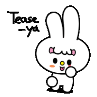 a drawing of a rabbit with the words tease - ya written on it