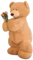 a teddy bear is holding a bouquet of flowers in its hands