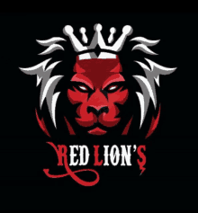 a red lion with a white crown and the words red lion 's on the bottom