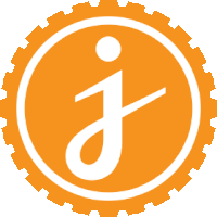 a white letter j in an orange circle