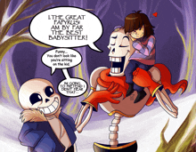 a cartoon drawing of sans and papyrus talking