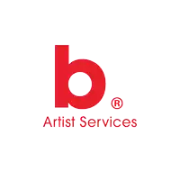 a logo for b. artist services with a red letter b on a white background