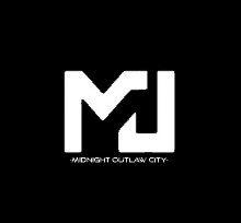 a logo for midnight outlaw city with a black background