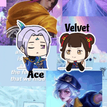 a collage of images with velvet and ace