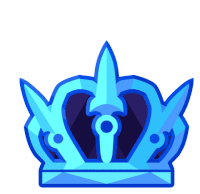 a blue crown with a sword on top of it