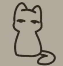 a black and white drawing of a cat with its eyes closed and a tail .