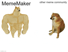 a meme maker dog next to a crying dog on a white background