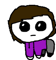 a cartoon of a person wearing a purple hoodie and pants