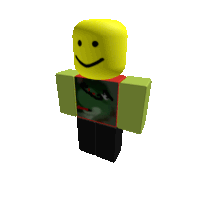 a roblox character with a smiley face and a green shirt