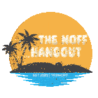 a logo for the noff hangout shows palm trees and birds