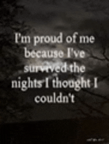 i 'm proud of me because i 've survived the nights i thought i couldn t