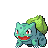 a pixel art of a pokemon bulbasaur with a green tail on a white background .