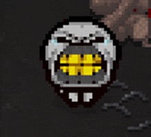 a pixel art of a skull with a yellow eye