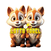 two cartoon squirrels standing next to each other with the words lotto togel written on the bottom