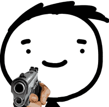 a person holding a gun in front of a stick figure face