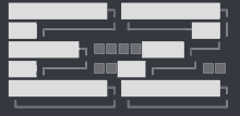 a black background with white rectangles and squares