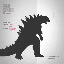 a poster showing the height and weight of a giant monster called dagon