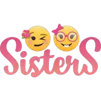 a logo that says sisters with two smiley faces on it