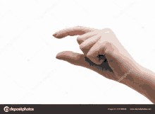 a woman 's hand is reaching out towards something on a white background