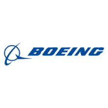 a blue and white boeing logo with a white background