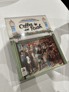 a book called coffee rush has a picture of a coffee shop on the cover