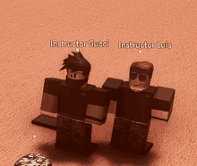 two roblox characters named instructor gucci and instructor luis standing next to each other